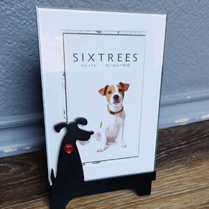 Sixtrees 5x7 Dog Glass Photo Frame Black Red Heart